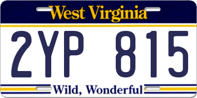 WV license plate 2YP815