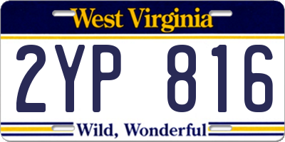 WV license plate 2YP816