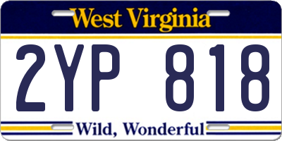 WV license plate 2YP818