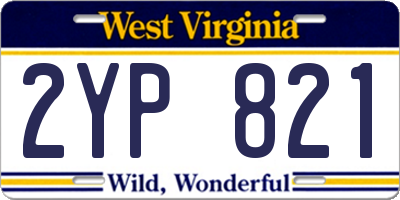 WV license plate 2YP821