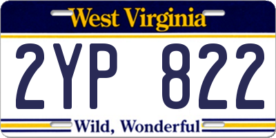 WV license plate 2YP822