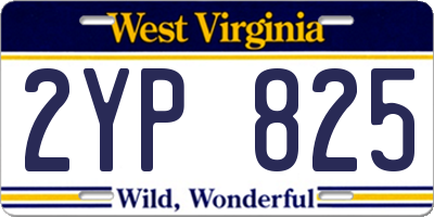 WV license plate 2YP825
