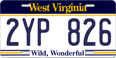 WV license plate 2YP826