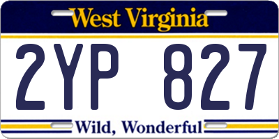 WV license plate 2YP827