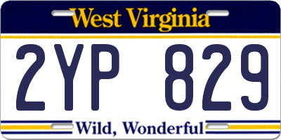 WV license plate 2YP829