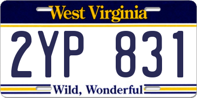 WV license plate 2YP831