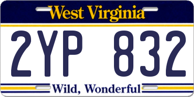 WV license plate 2YP832