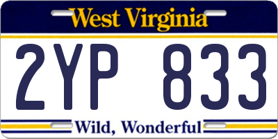 WV license plate 2YP833