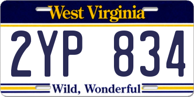 WV license plate 2YP834