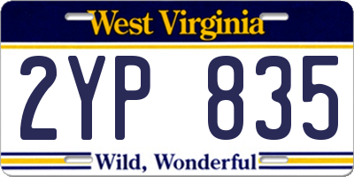 WV license plate 2YP835