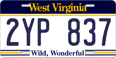 WV license plate 2YP837