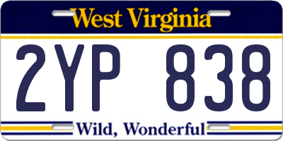 WV license plate 2YP838