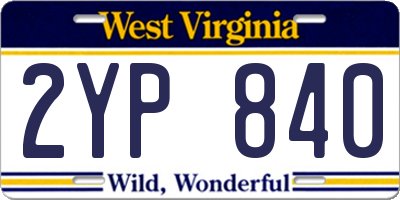 WV license plate 2YP840