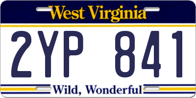WV license plate 2YP841