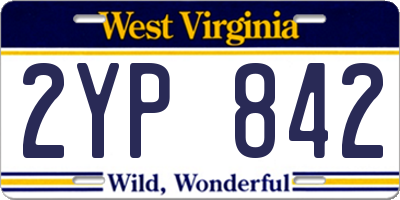 WV license plate 2YP842