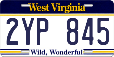 WV license plate 2YP845