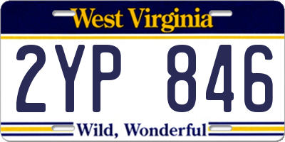 WV license plate 2YP846