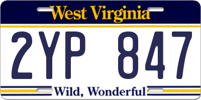WV license plate 2YP847
