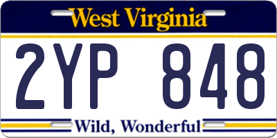 WV license plate 2YP848