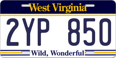 WV license plate 2YP850