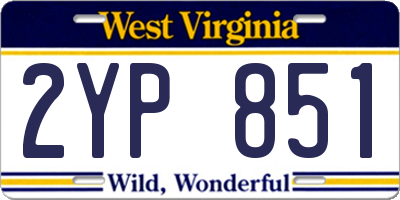 WV license plate 2YP851