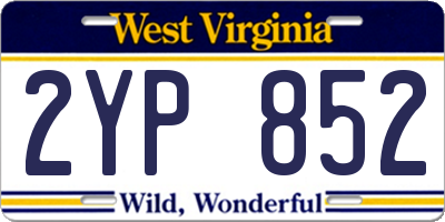 WV license plate 2YP852