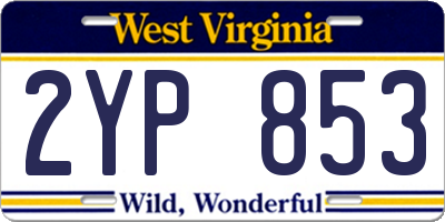 WV license plate 2YP853
