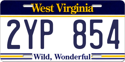 WV license plate 2YP854