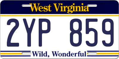 WV license plate 2YP859