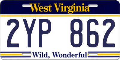WV license plate 2YP862