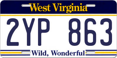 WV license plate 2YP863