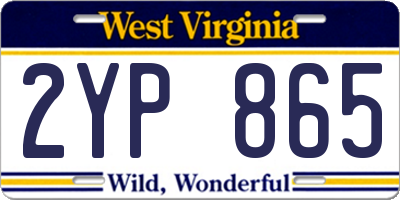 WV license plate 2YP865