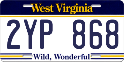 WV license plate 2YP868