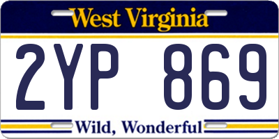 WV license plate 2YP869
