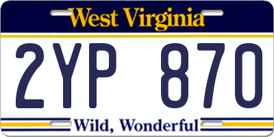 WV license plate 2YP870