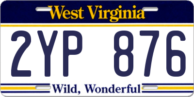 WV license plate 2YP876