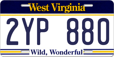 WV license plate 2YP880