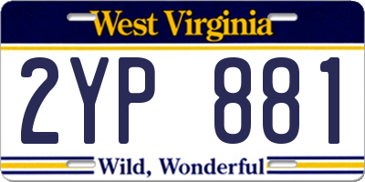 WV license plate 2YP881