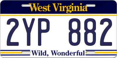 WV license plate 2YP882