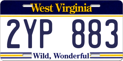 WV license plate 2YP883