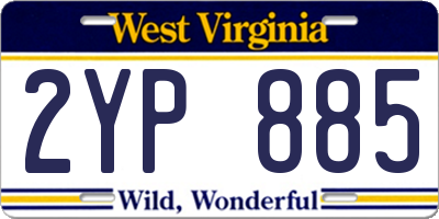 WV license plate 2YP885