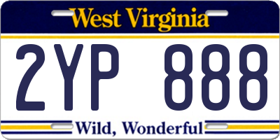 WV license plate 2YP888