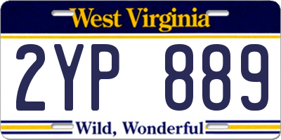 WV license plate 2YP889