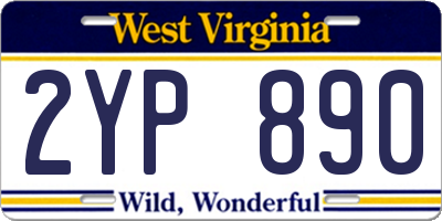 WV license plate 2YP890