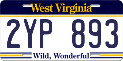 WV license plate 2YP893