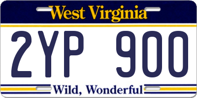 WV license plate 2YP900