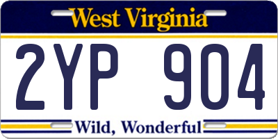 WV license plate 2YP904