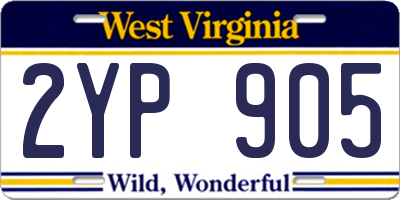 WV license plate 2YP905