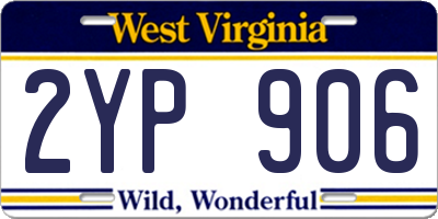 WV license plate 2YP906