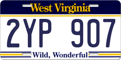 WV license plate 2YP907